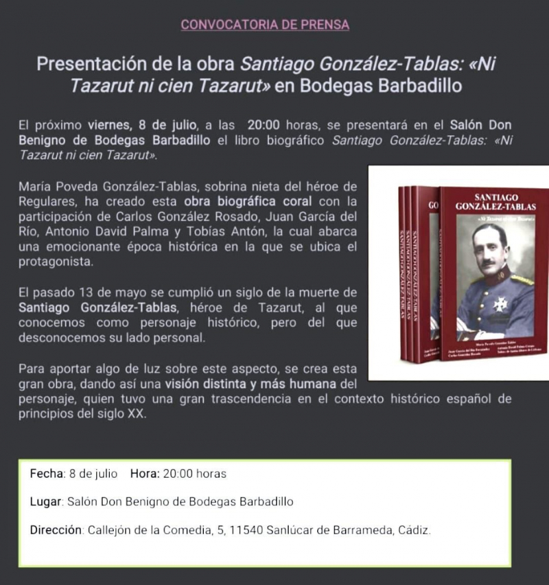 Presentación de la biografía de Santiago Gonzalez Tablas